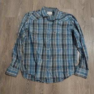 Lucky Brand Mens Pearl Snap Long Sleeve Shirt Large